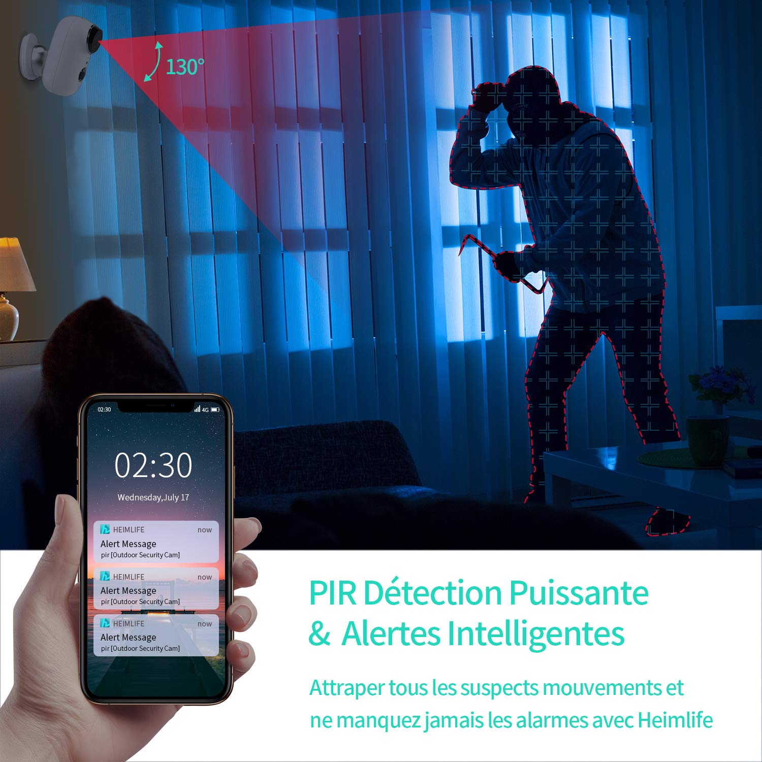 Caméra de Surveillance Batterie Rechargeable, HeimVision HMD2 Caméra IP WiFi Extérieur sans Fil, Détection de Mouvement, Audio Bidirectionnel, Vision Nocturn & IP65 pour Maison/Bébé/Animal