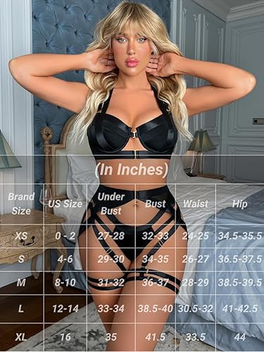 Kaei&Shi Sexy Lingerie For Women Garter Belt Thong,Strappy Underwire Corset  Exotic Stripper Glow In The Dark Party Set Petite Black Mesh Neon Green XS  X-Small in Kenya