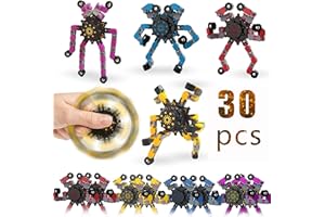 SENGTIN 30pcs Random Fidget Spinners,DIY Deformable Robot Fingertip Toys,Decompression Spinner,Deformable Creative Mechanical Gyro Toys,Stress Relief Mechanical Chain Toy for Kids Adults，Party Supplies