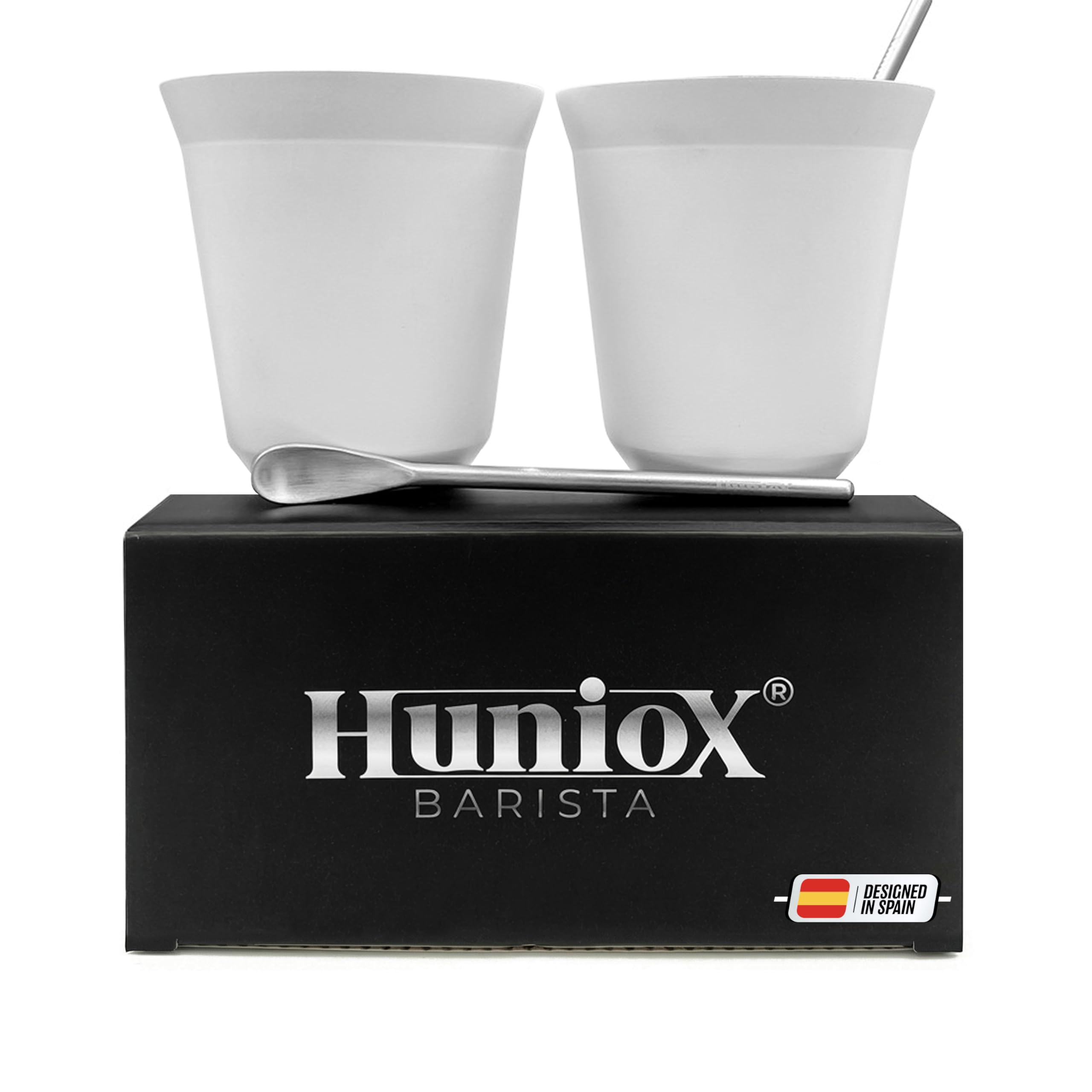 Huniox® 2 X 250 Ml | Coffee Mug – Cappuccino Cups – Tea Cup – Double Walled Coffee Mug – Latte Mugs | Includes 2 Design Spoons (Coral, 250 Ml)