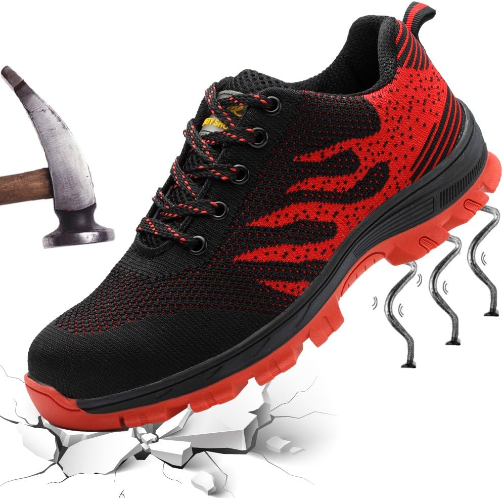 XYZDOUBLE Steel Toe Shoes Men Women Safety Work Shoes Lightweight Mesh Industrial Construction Sneakers Composite Toe Shoes for Summer Outdoor