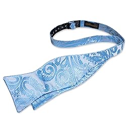 DiBanGu Sky Blue Bow Ties for Men Self Tie Bow Tie