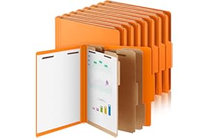 Skyygemm 12 Pcs Classification Folders Letter Size, 3 Divider Pressboard File Folder with Fasteners, Expanding File Organizer Bulk for Teachers, Clergy, Office, Church, Christmas Donations (Orange)