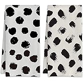 NITAHHHY Polka Dot Black Hand Towels Set of 2 Absorbent Kitchen Towels Dish Towel for Home Bathroom Gym Hotel Holiday Decor,16x24 Inch