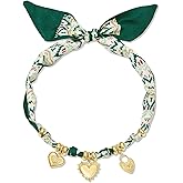 KissYan Scarf Necklace for Women, Bandana Charm Choker with 14K Gold Plated Detachable Star Moon Heart Pendant Fashion Jewelry Gifts