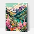 Amphol Paint by Number Kits for Adults, DIY Acrylic Mountains Landscape Adult Paint by Number Kits for Beginner, Watercolor Painting by Number Kit for Home Decor - 16“x20