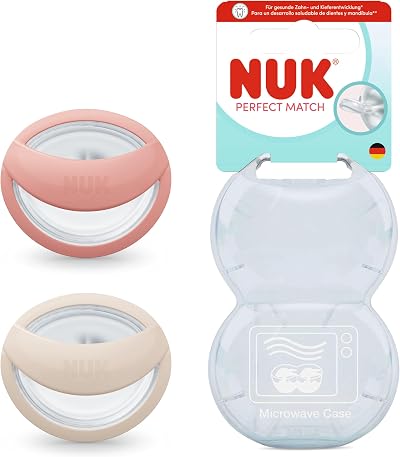 NUK Perfect Match Baby Dummies 0-6 Months 2 Count Red Beige