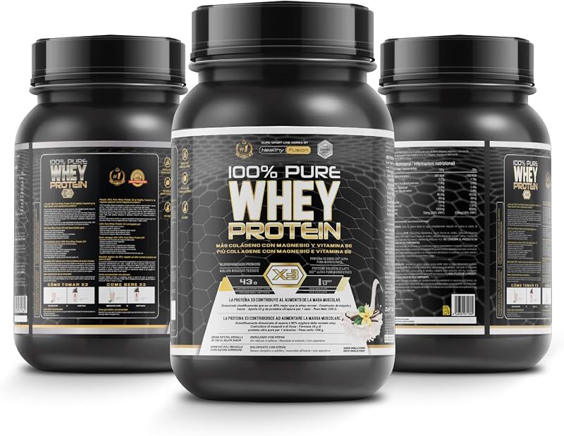 Whey Protein | Proteina Whey pura con Collagene e Magnesio | Migliora i tuoi allenamenti | Protegge e aumenta la massa muscolare | 1000g di proteina (Vaniglia)