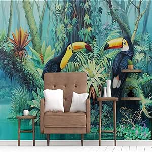 Papel tapiz mural personalizado 3D pintado a mano planta de selva