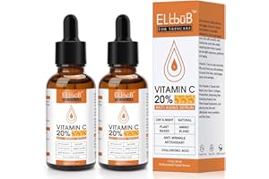 ELBBUB Premium 20% 𝐯𝐢𝐭𝐚𝐦𝐢𝐧 𝐜 𝐬𝐞𝐫𝐮𝐦 - (2PACK) with Hyaluronic Acid, Retinol & Amino Acids - Boost Skin Collagen,Hydrate & Plump Skin, Anti Aging & Wrinkle Facial Serum