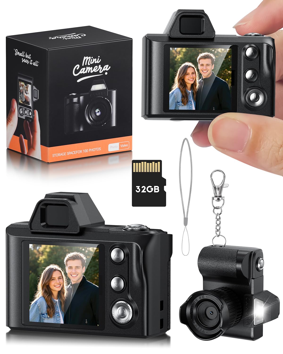 Mini Digital Camera, 1080P Portable Camera for Photography with 32GB SD ...