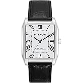 Miykon Vintage Watches for Men – Classic Tank Square Analog Watch with Genuine Leather Wrist Strap, Mens Dress Watches – Japanese Quartz, Waterproof to 100ft