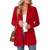 Micoson Women's Long Sleeve Open Front Cardigan Casual Loose Lightweight Cardigans with Pockets