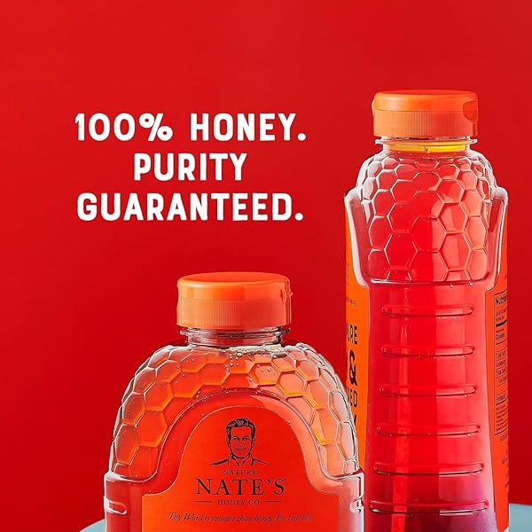 NATE’S 100% PURE, RAW & UNFILTERED HONEY – AWARD-WINNING TASTE, 16 OZ. SQUEEZE BOTTLE