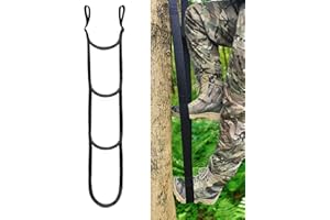 MLNSUNNY Double-Thickened and Widened 4-Step Climbing Aider for Hunting Tree Steps,Fall-preventing Adjustable Hook and Loop Design for a Wide Range of Climbing Stick,Easy-to-use Lightweight Rope Aid (Black)