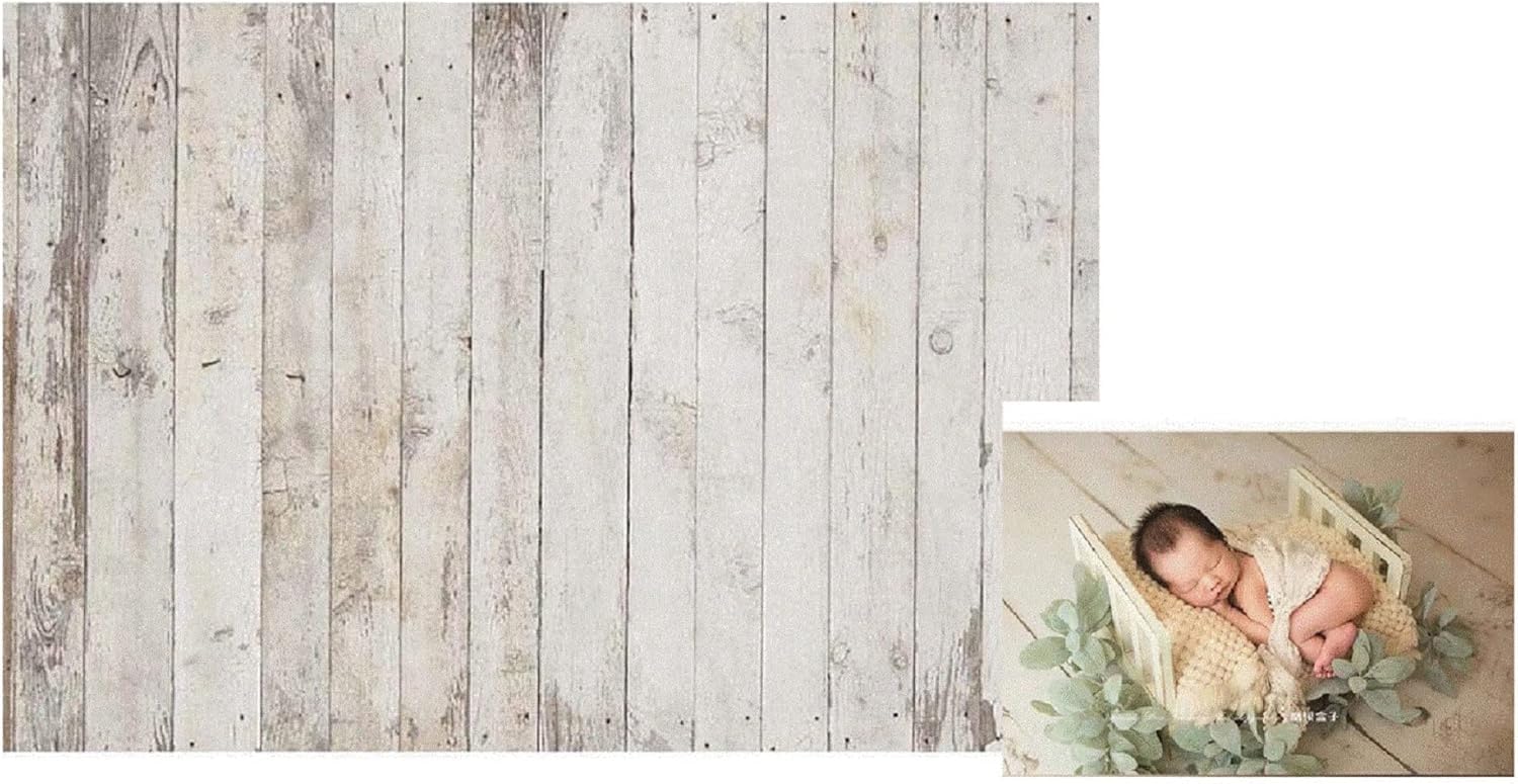 WaW 2.2x1.5m Fabric Photography Studio Backdrop Grey Wood Rustic Background for Newborn Baby Photoshoot