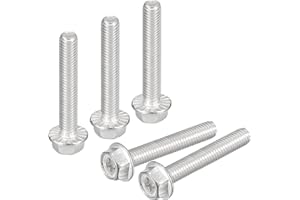 uxcell M5x30mm Phillips Hex Head Flange Bolts, 10pcs 304 Stainless Steel Hexagon Phillips Flange Head Hex Bolts Machine Screw