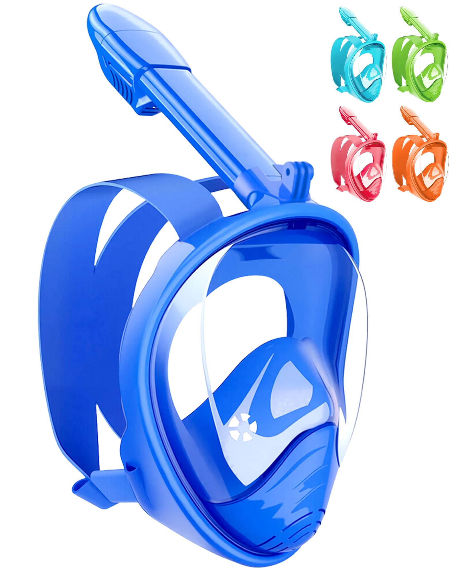 HINATAA Snorkel Mask for Kids, 180 ° Panoramic View Free Breathing Full Face Snorkeling Mask Anti-Fog and Anti-Leak Suitable For Children Aged 4-15 (Blue)