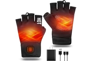 uncn Heated Gloves Fingerless for Women Man Work Touchscreen Gloves for Winter Cold Weather Rechargeable Electric