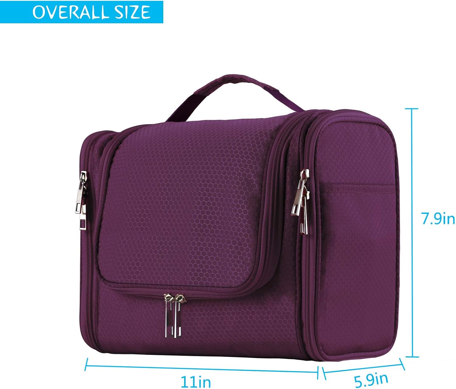 Extra Large Capacity Hanging Toiletry Bag for Men & Women, Portable Waterproof Bathroom Shower Bag, Lightweight Dopp kit Shaving Bag, Sturdy Metal Hook Organizer Makeup Bag (Purple): Clothing