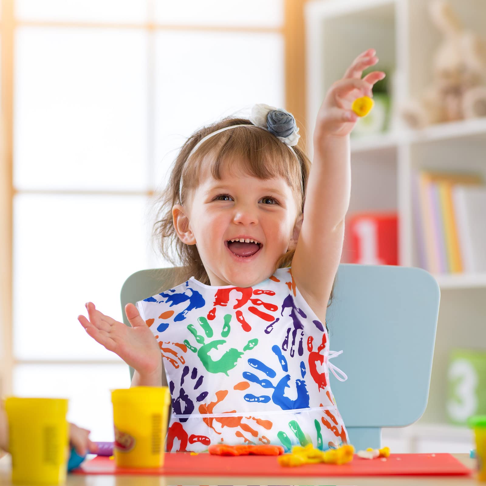 SATINIOR 2 Pieces Kids Art Smock Toddler Apron Waterproof Painting Artist Apron Sleeveless with 3 Pocket for Age 3-10 Years
