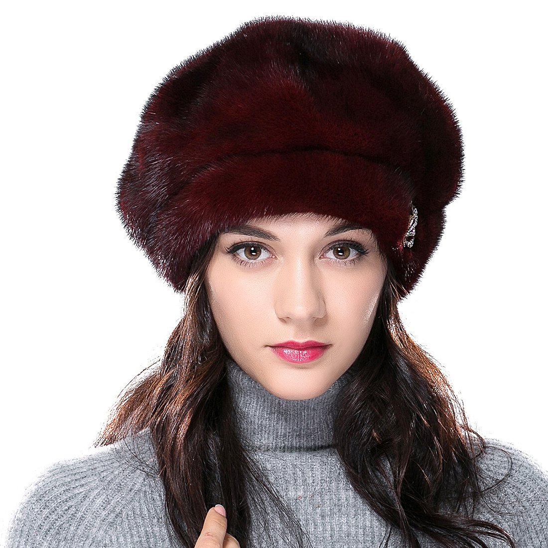 URSFUR Mink Fur Women's Beret Fur Hat 