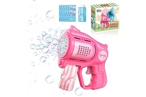 1-Pack Bubble Gun for Toddlers 1-3 Kids 4-8, 15-Holes Automatic Bubble Machine Blower Blaster Maker with 1 Bottles Solution, 
