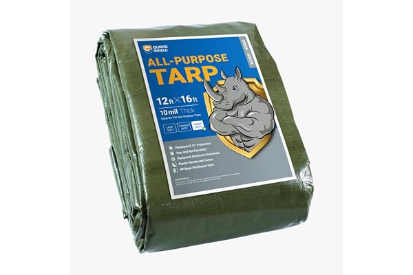 GUARD SHIELD Heavy Duty Tarp 12x16 Feet Green Multi Purpose Thick Waterproof Poly Tarp Cover 10mil