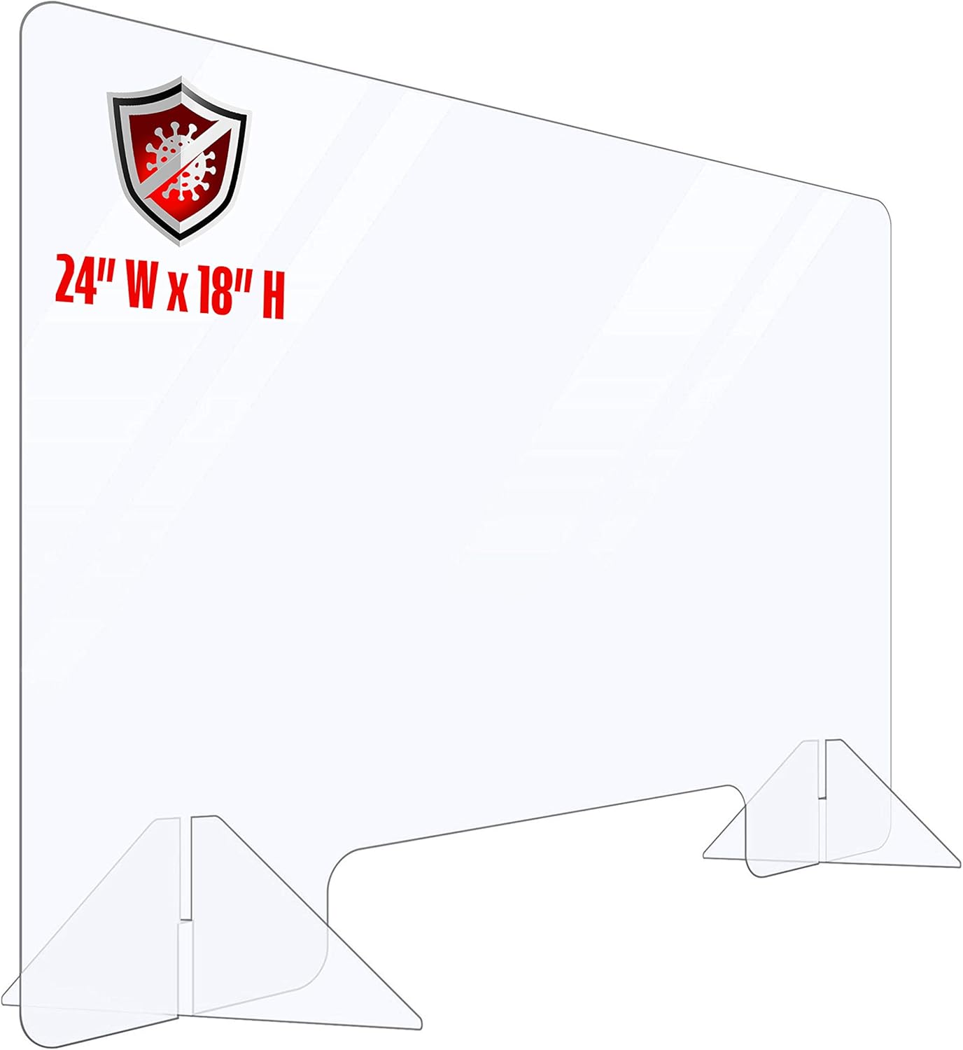 Portable Plexiglass Sneeze Guard Shield for Counter Cashier and Desks 24x18