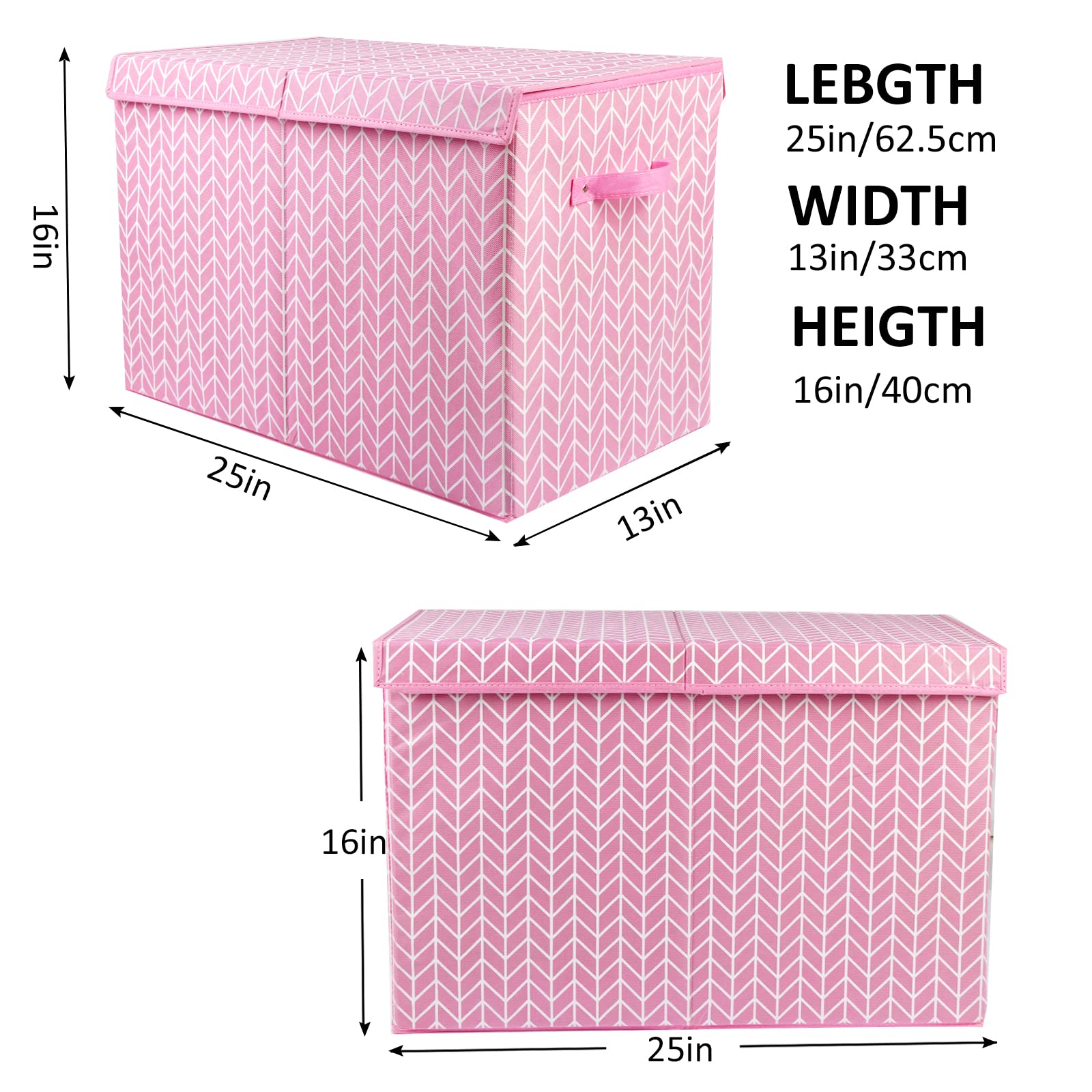 Large Toy Storage Box Chest for Girls Kids, Sturdy Toy Box Bin Organizer Baskets with Lid for Living Room, Nursery, Closet, Bedroom, Playroom 25