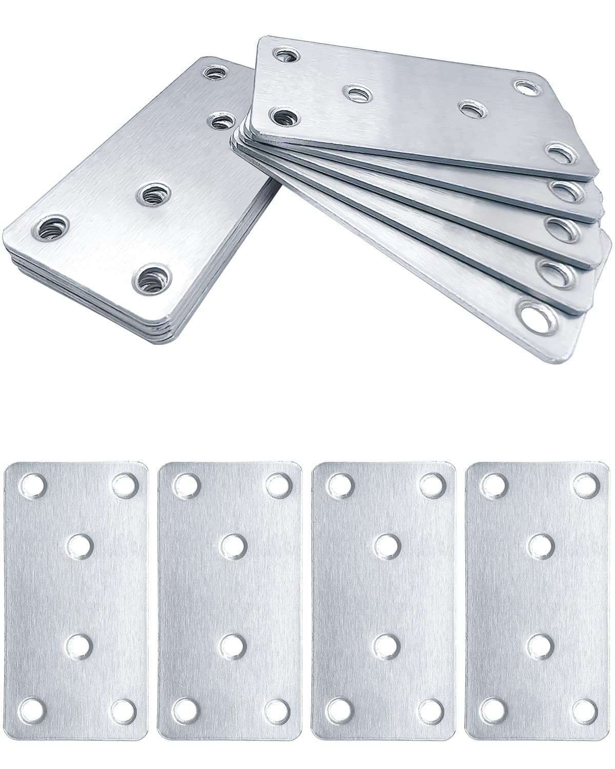 BINCKIN Metal Joining Plates for Wood, 80 × 40 × 1.8mm Stainless Steel Mending Plates, 10pcs Heavy Duty Flat Brackets, Sleeper Brackets for Connector Wood Fixing — image 1