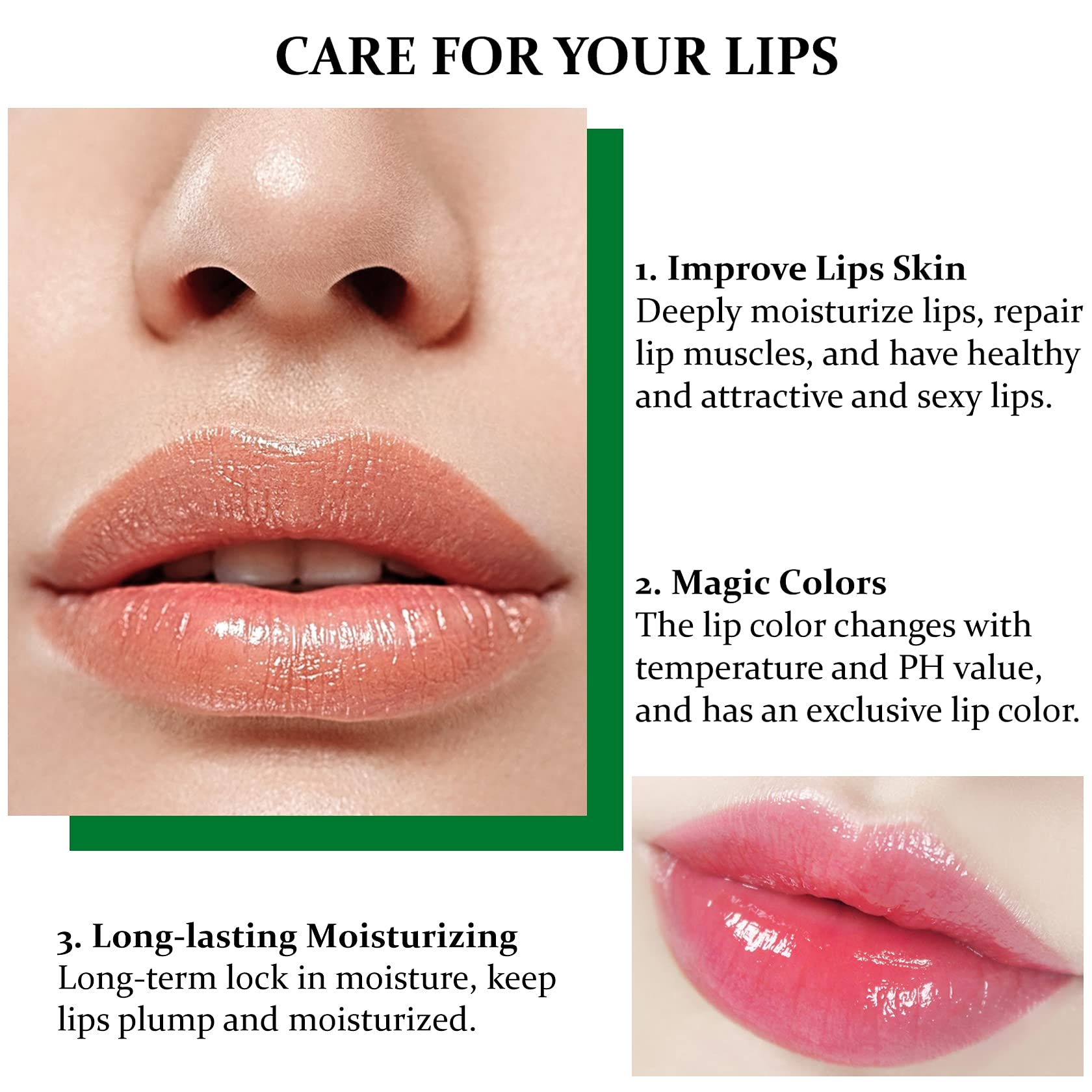 QIUFSSE Aloe Vera Lipstick, Moisturizing Aloe Lip Balm, Magic Temperature Color Change Lip Stain, Long Lasting Waterproof Lip Makeup