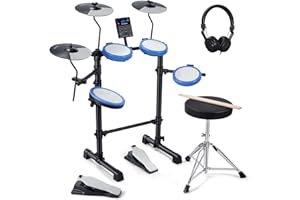 Rocksocki Electric Drum Set, Electronic Drum Kit for Beginner Junior with 180 Sounds, 4 Quiet Mesh Pads, 9" Cymbals, USB MIDI, 2 Pedal, Throne, Headphones, Sticks
