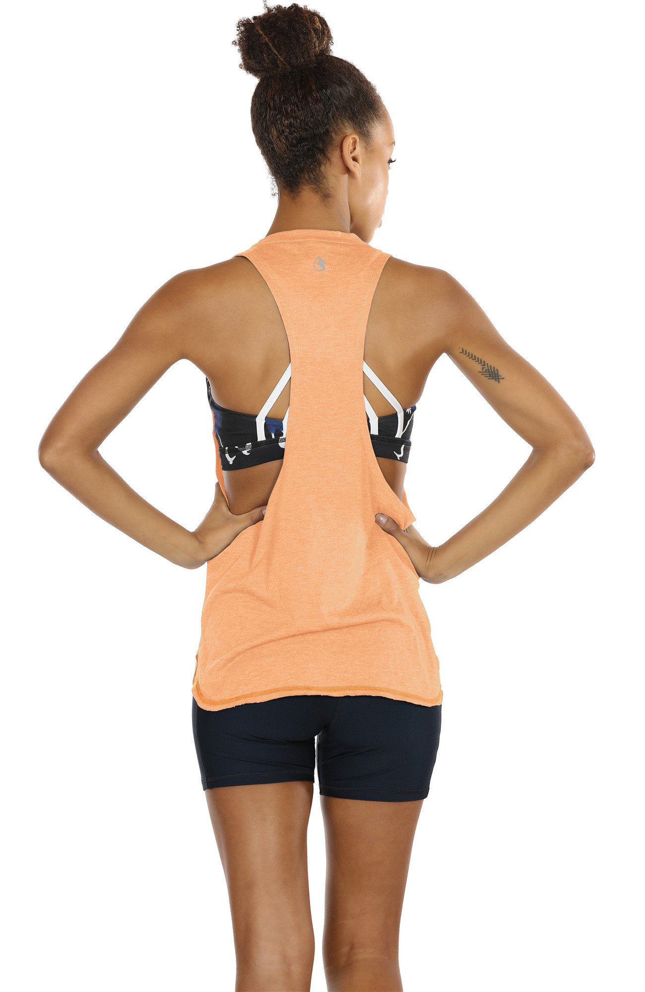 icyZone Yoga Tops Activewear Workout Clothes Sports Racerback Tank Tops for Women (XL, Pumpkin)