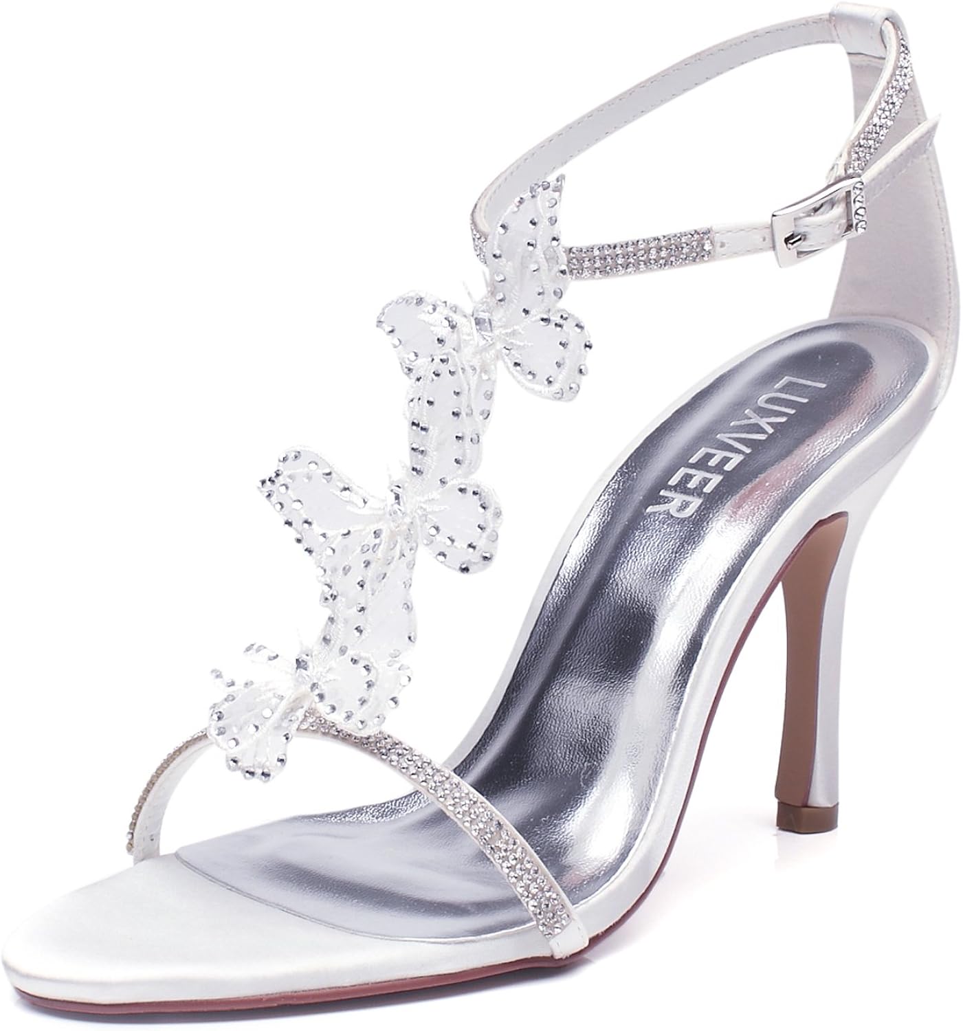 silver butterfly heels