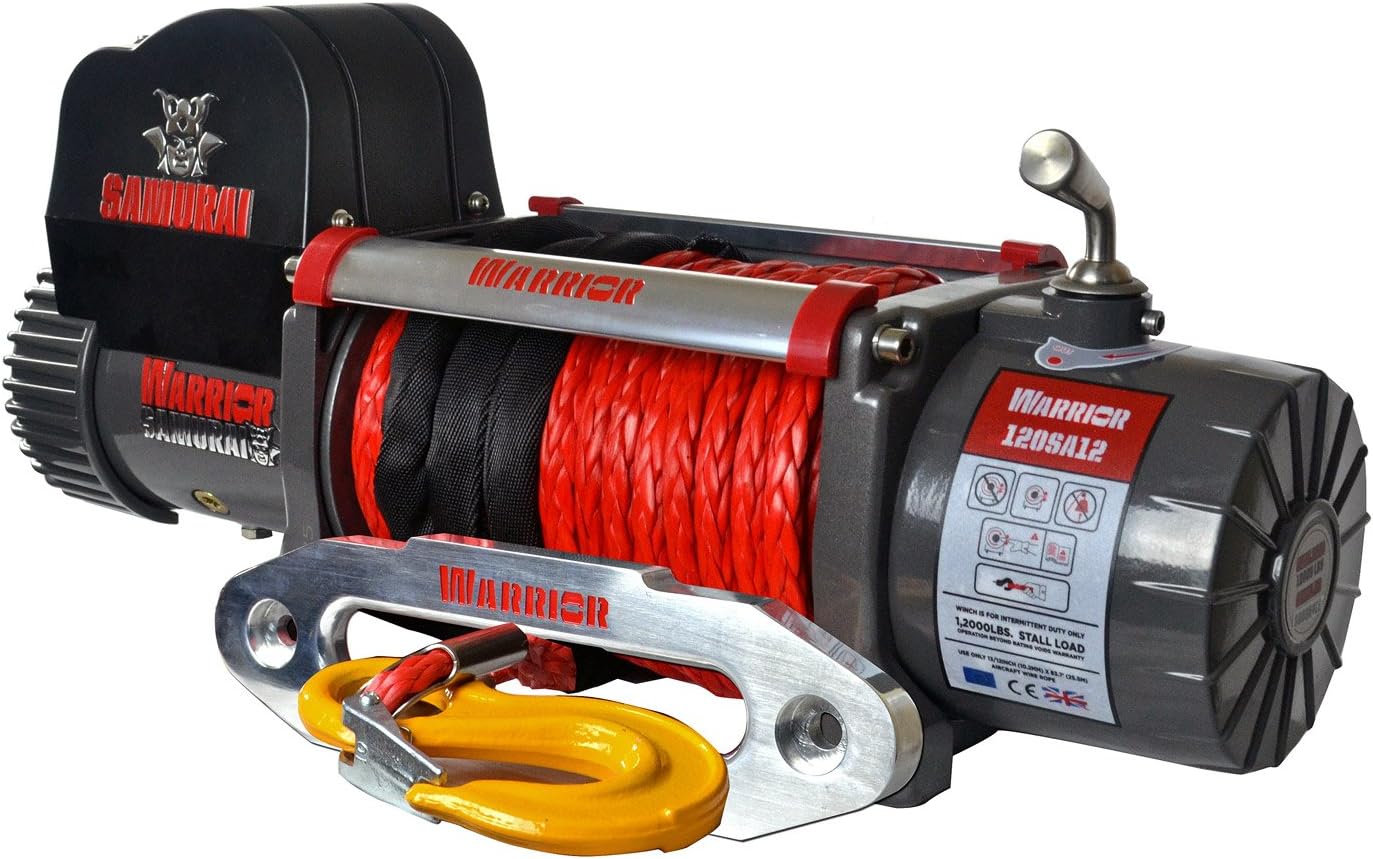 Electric Cable Winch, Warrior Samurai S12000 5.4 t 12 V Plastic Cord