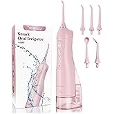 TOVENDOR Electric Water Dental Flosser Teeth Pick, Cordless Flossers Oral Irrigator IPX7 Waterproof 300ML Rechargeable Travel Water Teeth Cleaner with 5 Tips for Home Braces Care Gums Deep Cleaning