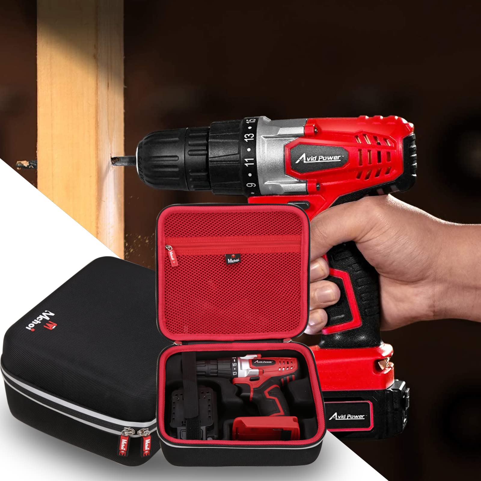 Mchoi Hard Portable Case Fits for A-viD 20V MAX Lithium Ion Cordless Drill Set, 3/8 inches Keyless Chuck, 16 Position and 22pcs Drill/Driver Bits, Case Only