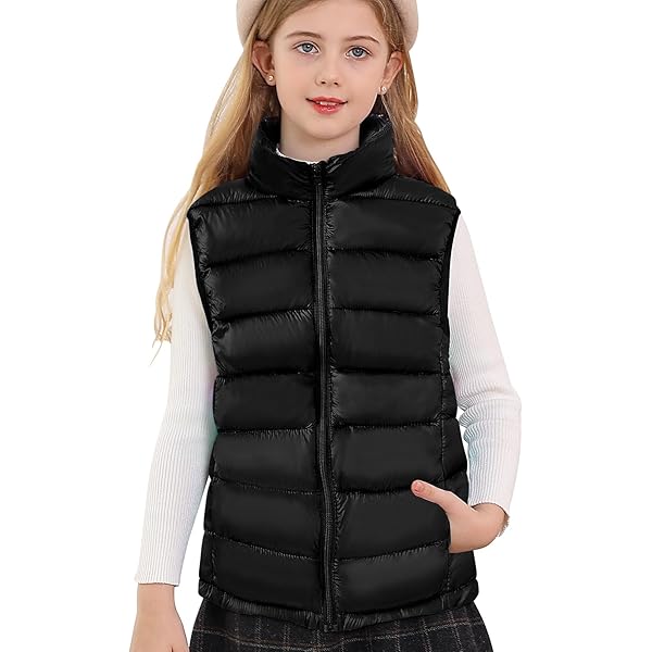 Puffer Vest Girls Sleeveless Jacket Black Sleeveless Puffer Jacket