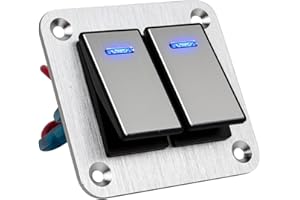 GGTA 2 Gang Marine Boat Rocker Switch Panel Waterproof,12-24V Pre-Wired Aluminum Rocker Switch LED Indicator,Multi Function Marine Toggle Switche for RV Truck Boat SUV(Silver)