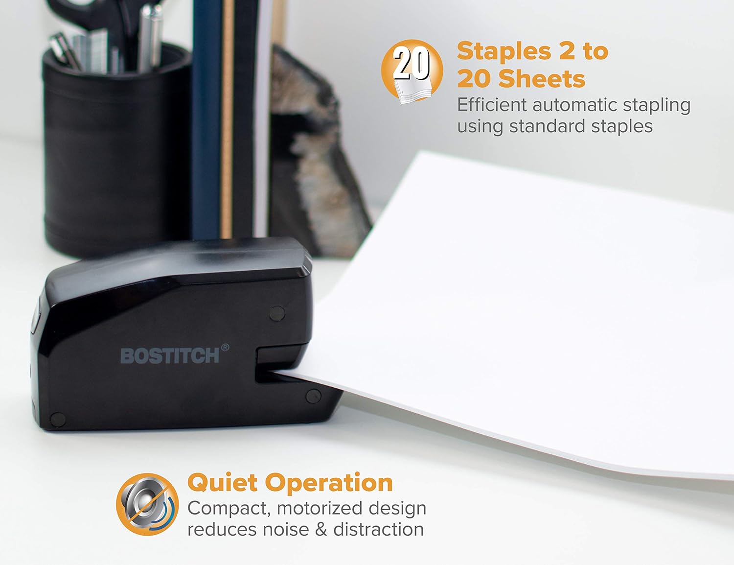 Bostitch Office Portable Electric Stapler, 20 Sheets, AC or Battery Powered, Black (MDS20-BLK) : Office Products