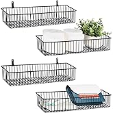Wetheny Farmhouse Décor Metal Wire Organizer Storage Basket Bin(4 Pack)-Toilet Paper Storage-Organization and Storage for Bedroom, Bathroom, Kitchen Cabinets, Pantry, Laundry Room, Garage (Black)