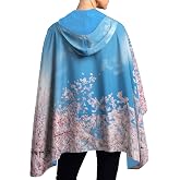 RainCaper Cherry Blossoms Womens Rain Cape Poncho with Hood Reversible