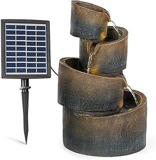 blumfeldt Mantua Kaskadenbrunnen Solarbrunnen Gartenbrunnen Zierbrunnen,Solarbetrieb,4 Kaskadenstufen,Indoor & Outdoor,Solarpanel: 9 V / 2,8 W / 17,5 x 14 cm,frostbeständig