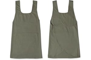 Hudson Durable Goods Cotton Cross Back Apron for Women - Seamless Crossover Style Smock Apron