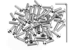 HELIFOUNER 100 Pieces M3 x 10mm, Thread Pitch 0.5mm, 304 Stainless Steel (18-8) Button Head Socket Cap Screws, Fully Threaded