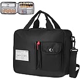 yeloumiss Medicine Pill Bottle Organizer Bag, Large Travel Pill Case Box and Storage, Lockable Vitamins Pill Carrier for Drug, Fish Oil, Medical Supplies (Black)