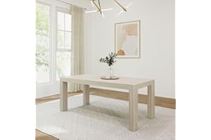 Plank+Beam 72 Inch Modern Wood Dining Table, Solid Wood Rectangular Dining Table for Kitchen/Dining Room, Seashell Wirebrush