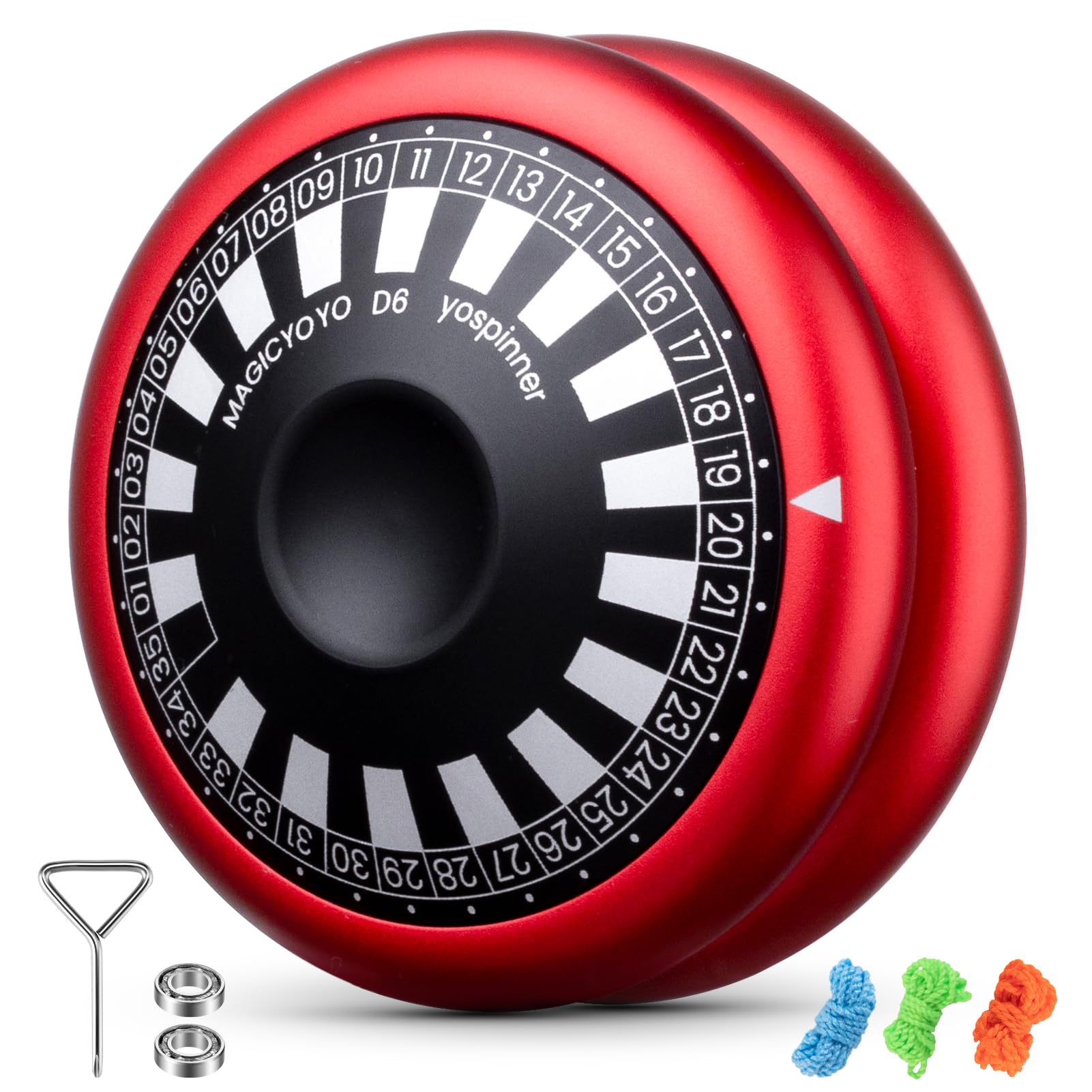 MAGICYOYO 2A Metal Yoyo D6 YOSPINNER, 6-in-1 Trick Yoyo with Versatile Play Modes, Professional Responsive Yo-Yo for Finger Spin, Durable Yo Yo for Boy Girl Man Woman, Stress Relief & Entertainment