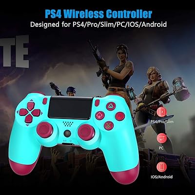 Buy Ps4 Controller Wireless Bluetooth Gamepad Touch Panel With Dual Vibration And Audio Function Anti Slip Grip For Plays 4 Pro Slim Pc Berry Blue Online In Uk B0912f9g2t